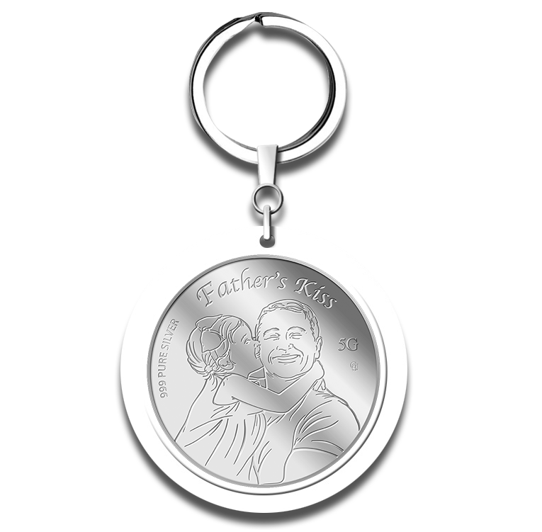 5g 2023 Father's Kiss Silver Medallion Keychain