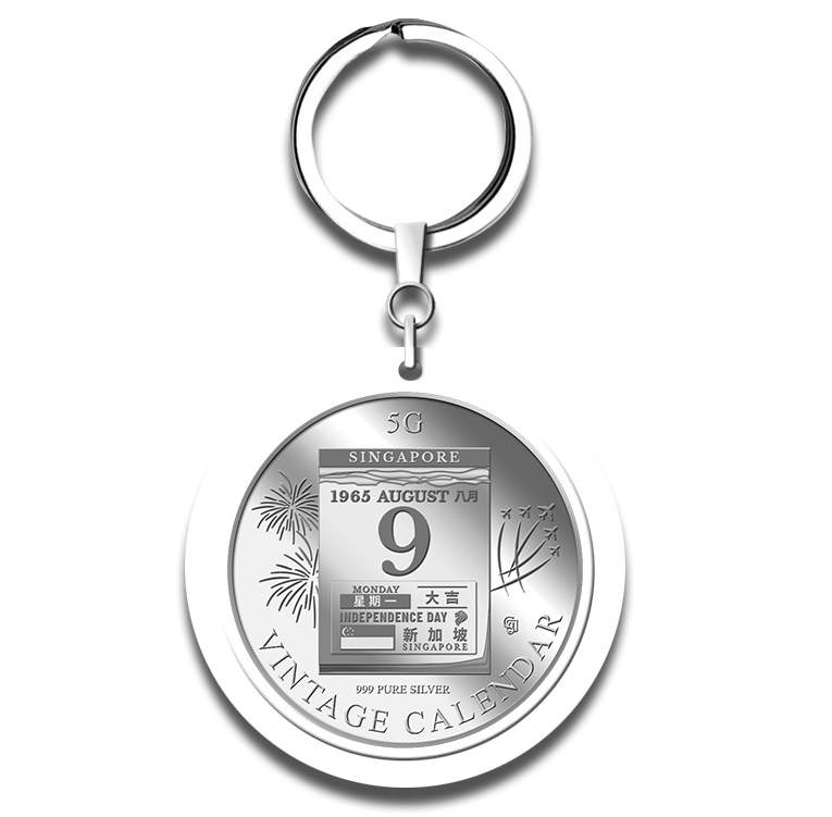 5g Vintage Calendar Silver Medallion Keychain