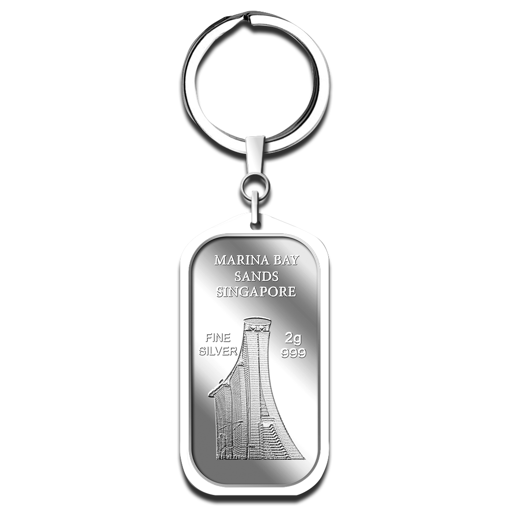 2g SG Marina Bay Sands Silver Bar Keychain