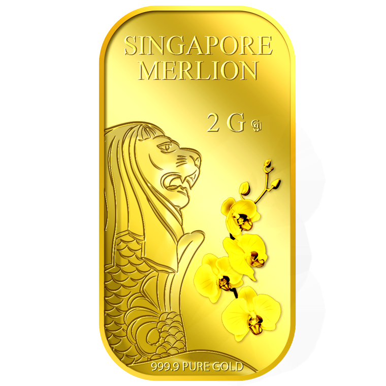 2g SG Merlion Orchid Gold Bar
